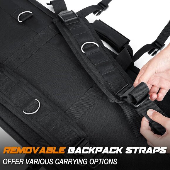 DULCE DOM Soft Double Rifle Bag, Tactical Long Backpack Gun Bag Sz: 32" - Picture 12 of 14